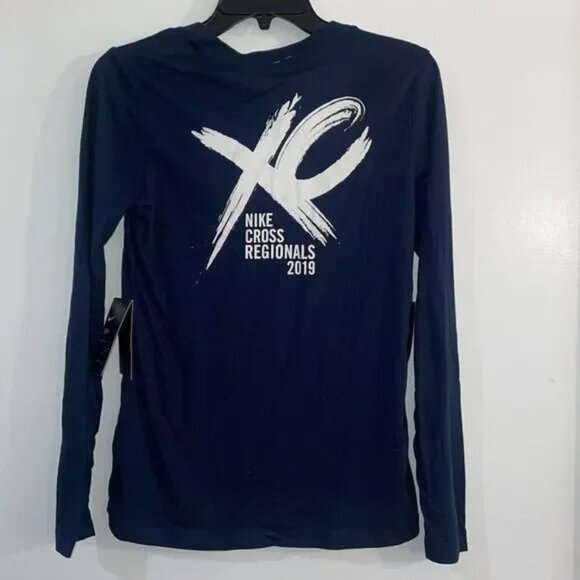 New with Tags Nike Dri Fit Cross Regionals cotton long sleeve T Women’s XS Navy - Picture 5 of 11